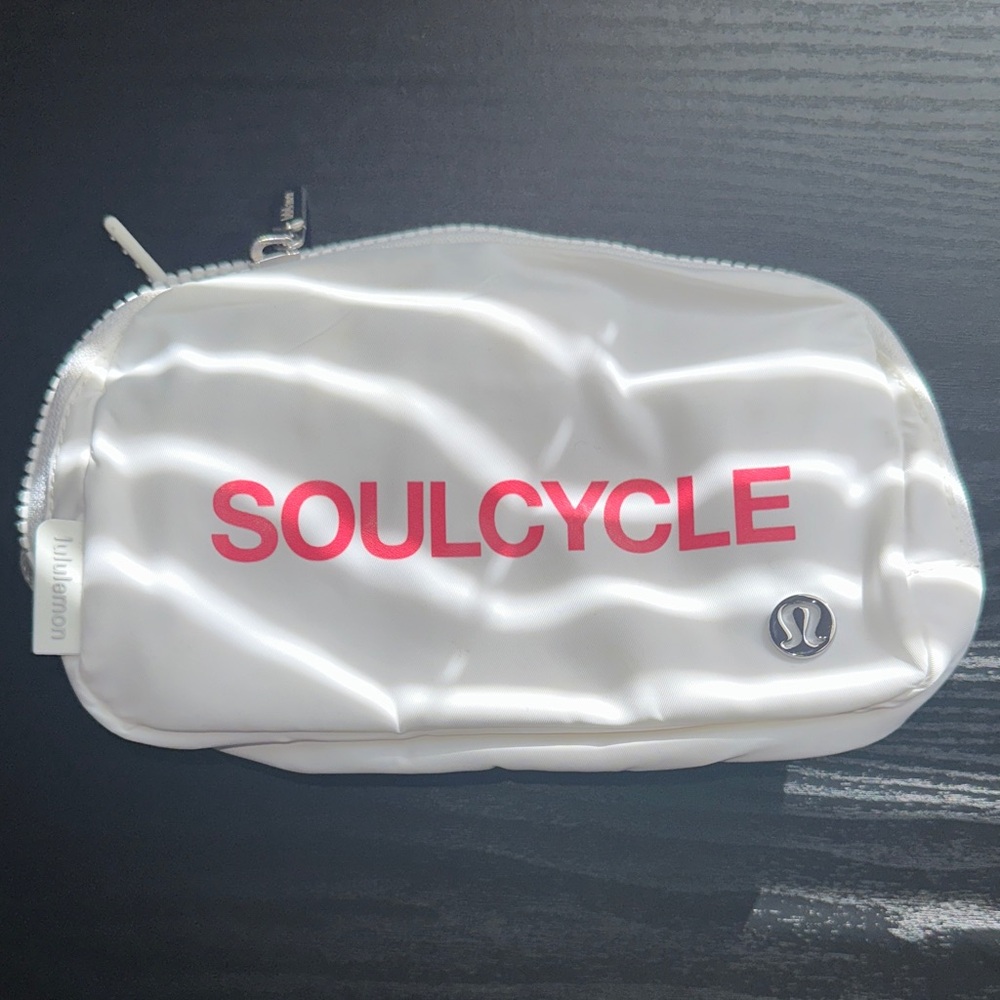 lululemon athletica White Pouch with Pink SoulCycle Logo